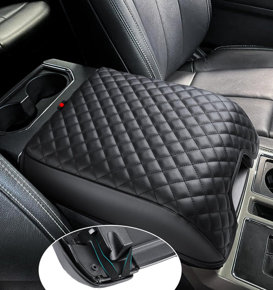 Center Console Cover for Ford F150 2015-2020, Armrest Cover for F250 F350 F450 2017-2022, Expedition 2018-2024, PU Leather Car Truck Interior Accessories Middle Console Cover, Bucket Seat