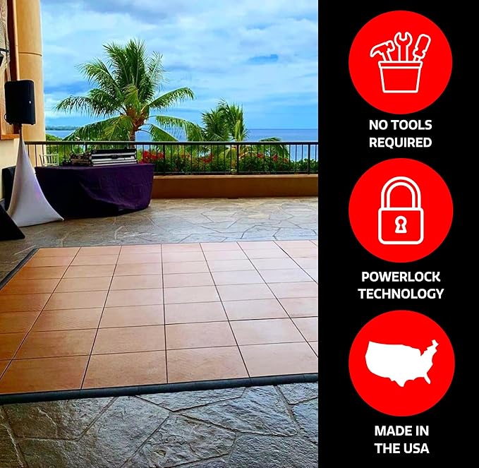 Big Floors SnapFloors 3X3RESGRAYOAKFLOOR Interlocking Lightweight Plastic Modular Dance Floor Kit (3' x 3'), Gray Oak, 21 Piece