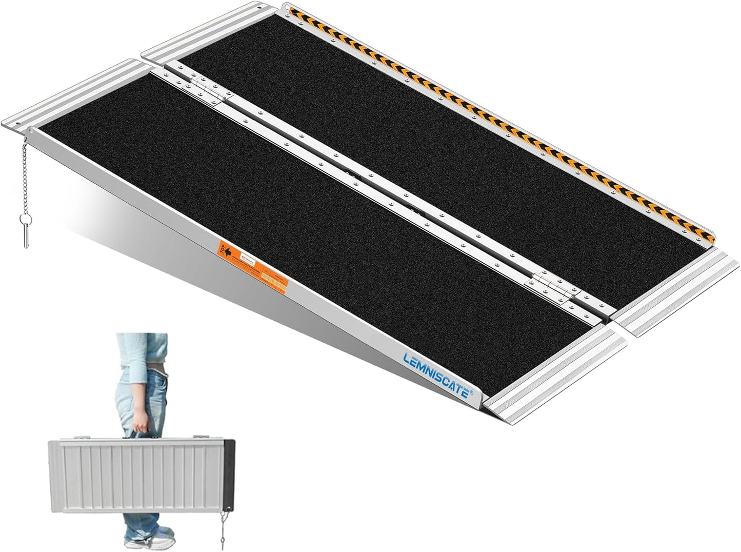 LEMNISCATE Wheelchair Ramp, 4FT Ramps for Wheelchairs for Home, Non-Skid Threshold Ramp for Doorways, Curbs, Foldable Aluminum Ramp, Portable Wheelchair Ramp for Home Steps, 48" L x 29" W