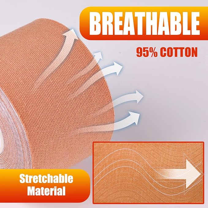 Akissos Heat Hot Kinesiology Tape Pads Pain Relief Patches Multi Purpose Kinesiology Recovery Tapes for Back, Shoulder, Knee, Joint, 1 Second Activated Heating, 24 Hours Warm, 2" Wide 16.5 Feet High