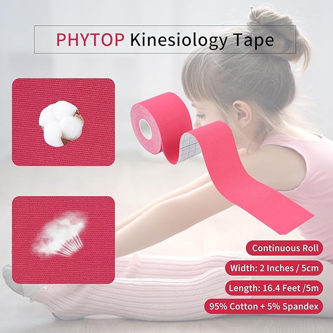 Pink Athletic Tape Kinesiology Tape Bulk 2 Inches X 16.4 Feet Uncut Roll (2 Rolls)