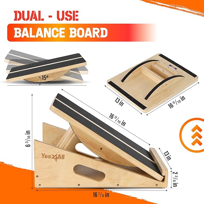 Yes4All Professional Incline Board, Slant Board Calf Stretching, Squat Wedge and Anti-Slip Surface, Portable Side Handle