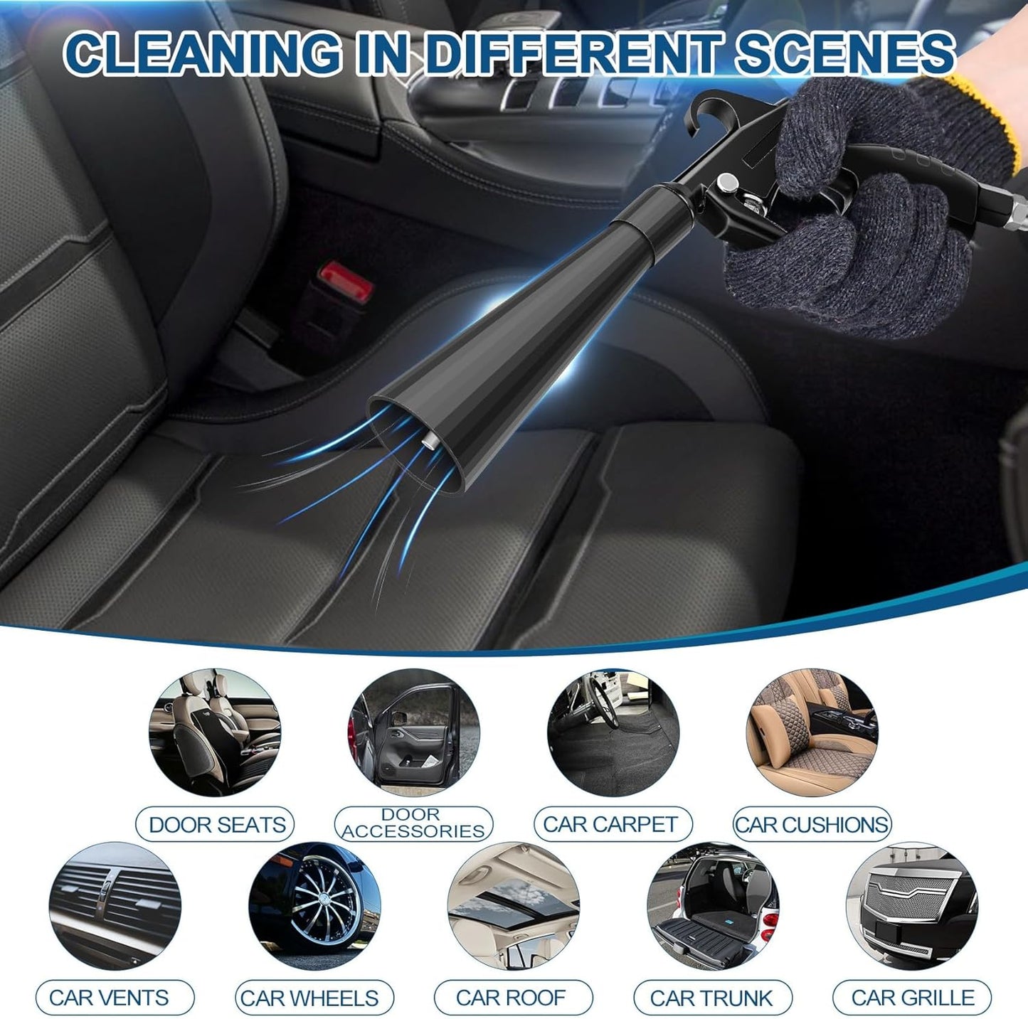 Detailing Car Cleaning Gun Interior Dryer Air Blow Gun, High Pressure Blower Gun, Car Detailing Tools for Quickly Blowing Out Dirt and DustWorking with Air