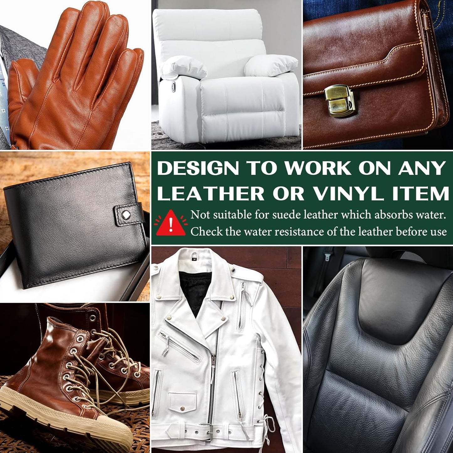 Black Leather Repair Kit, Leather Recoloring Balm – Restore & Repair Faded Leather on Couches, Car Seats, Shoes & Furniture | Leather Color Restorer & Conditioner | Easy DIY Application