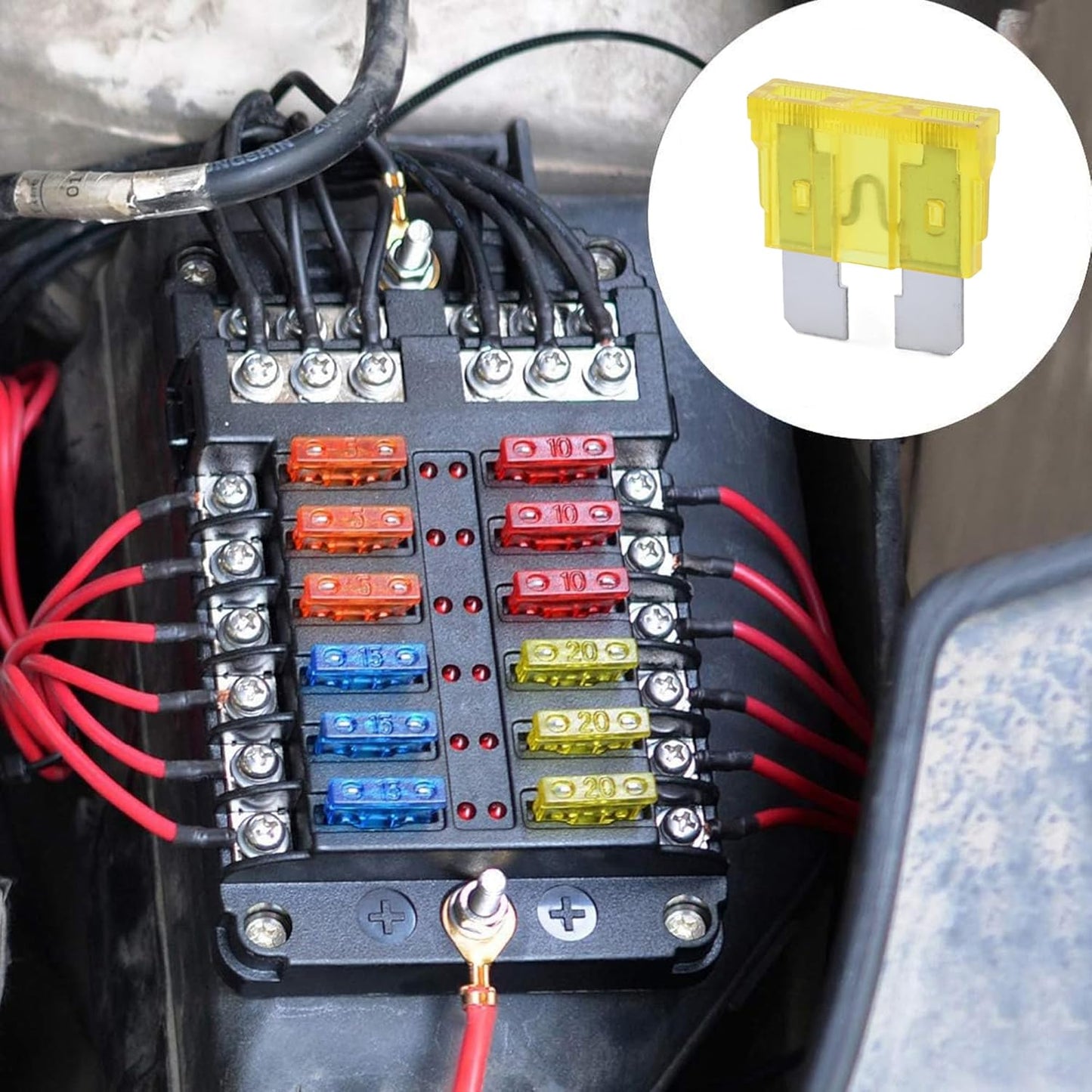 100 Pack Auto Fuses 20 AMP ATC/ATO Standard Regular Fuse Blade 20A Car Truck Boat Marine RV