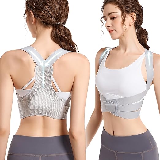 Posture Corrector for Women, Back Brace Posture Corrector, Invisable Back Straightener for Hunchback and Providing Pain Relief from Neck, Back and Shoulder (Gray)(Large 35-41 Inch)