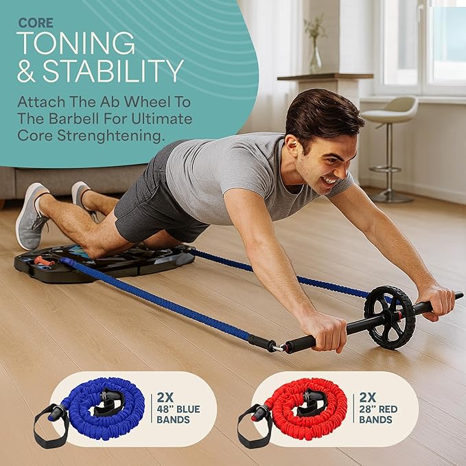 Lifepro Portable Home Gym with Push Up Training Board for Full Body Workouts Push Up Rack Board with 4 Resistance Bands - Home Workout kit Platform for Home Workouts