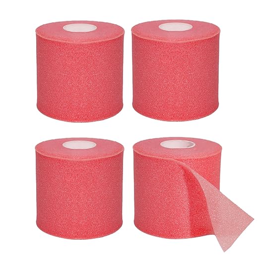 Dimora Pre Wrap Athletic, 4 Rolls Prewrap Headband for Hair, 120 Yards Foam Underwrap Athletic Tape, Best Padding for Underneath Sports Tape, 2.75 Inches x 30 Yards - Rose Red