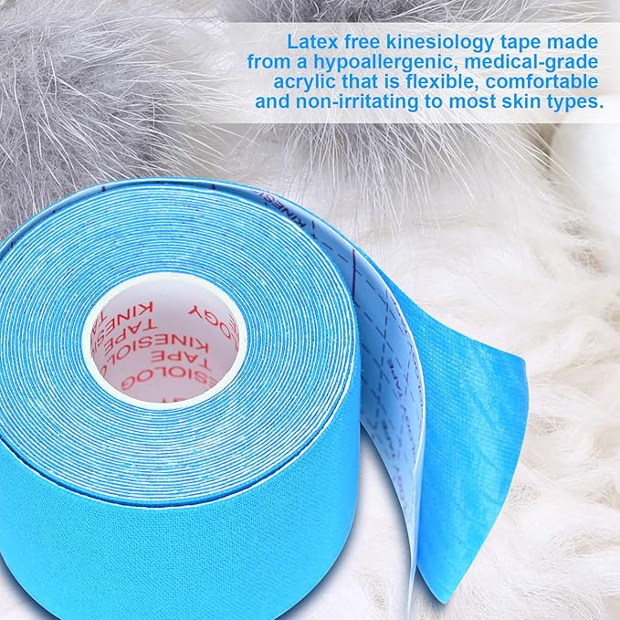 Kinesiology Tape Athletic Tape Sport Tape, Lychee Supports & Protects Muscles, Waterproof and Latex Free, Breathable Elastic for Sport Activity, No Precut (Light Blue, 6 Rolls)