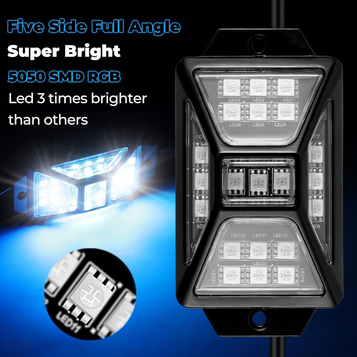 8 Pods 168 LEDs 5 Sides RGB Rock Lights, App/Remote Control Rock Lights for Trucks, Waterproof Multi-Color Bright Underglow Kits with Music Mode, Compatible with 12V Jeep UTV SUV ATV Golf RZR