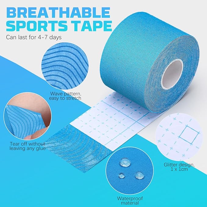 3 Rolls Kinesiology Tape, 3 Color 2 Inch x 16.4 Feet Uncut Sports Tape with Scissors, Elastic Athletic Tape Waterproof Knees Tape for Ankle Wrists Shoulders Muscle Exercise and Daily Use