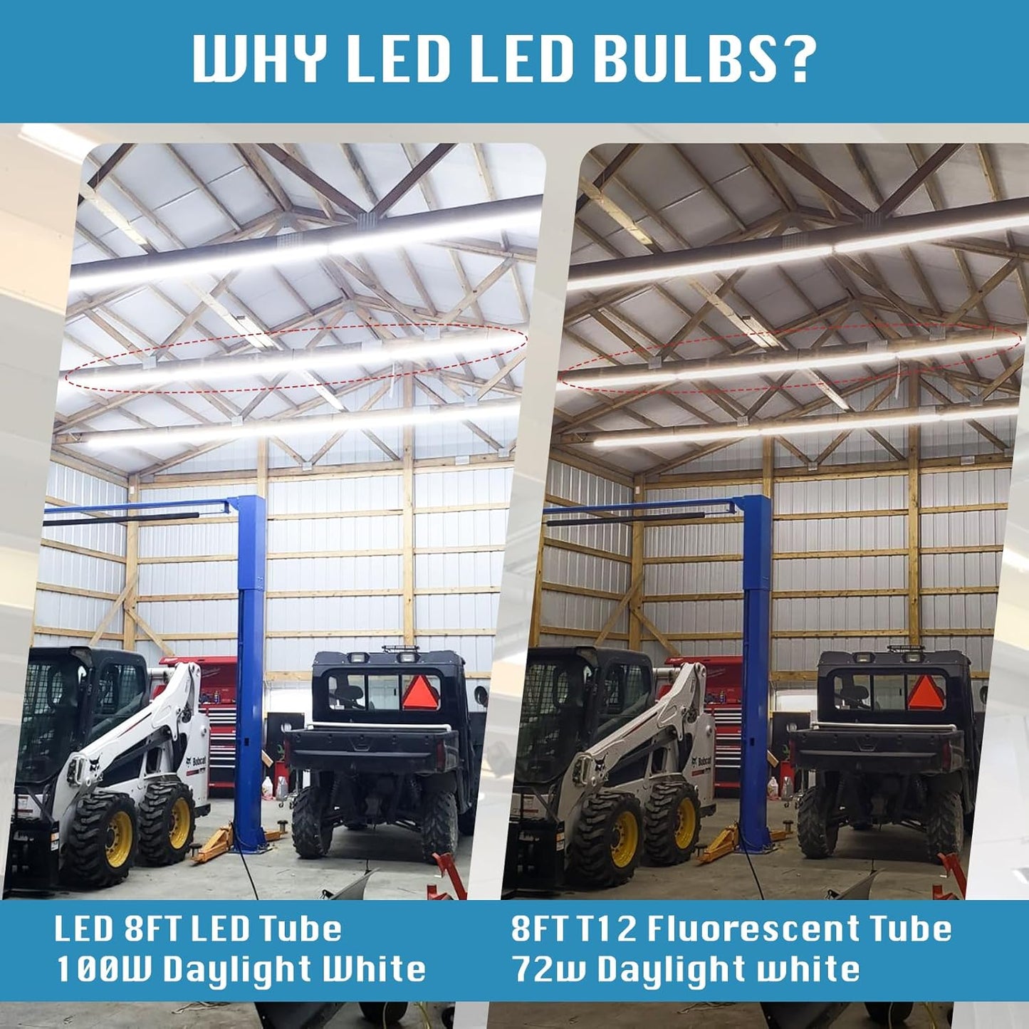 12 Pack,Led Shop Lights, 8FT Led Shop Light,100W 6000K 15000LM Clear White,Led Shop Light 8FT 110V Linkable Integrated Flat-Shape for Shop Garage,Warehouse,