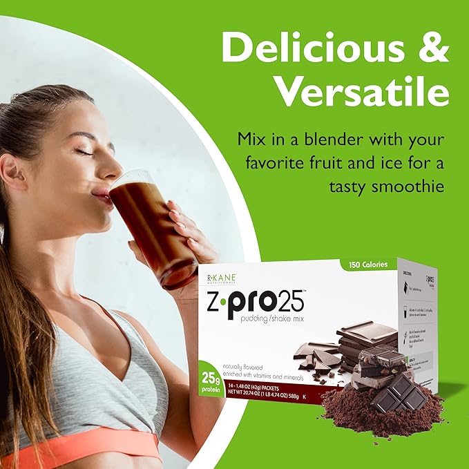 R-Kane Z-Pro 25 Protein Shakes: High Protein Chocolate Shake and Pudding Mix, Weight Loss Chocolate Protein Drinks, Natural Energy Booster Meal Replacement Shake, Low Calorie, Low Carb Protein Powder