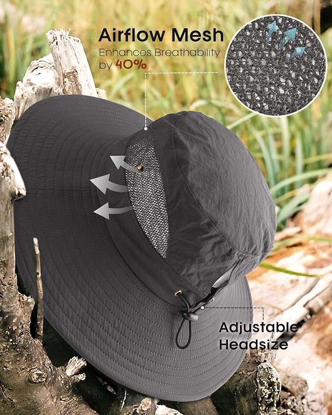 FURTALK Womens Sun Hat with Ponytail Hole Beach Hiking Summer Wide Brim UPF 80+ Outdoor Protection Foldable Bucket Hat