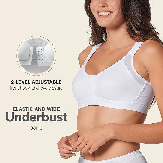 Leonisa Women's Posture Corrector Wireless Back Support Bra, White, 38C