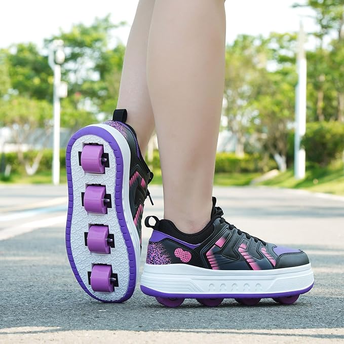 Roller Skate Shoes & Sneakers with Wheels, Outdoor Roller Skates for Girls Boys, Shoes with Wheels for Christmas Birthday Gift