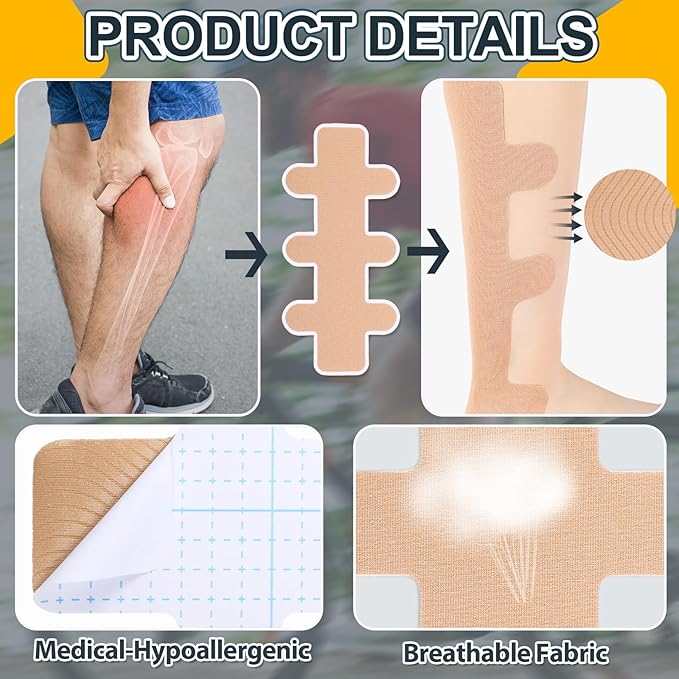 30 Pcs Achilles Tendonitis Kinesiology Tape Precut Achilles Tendon Ankle Tape Latex Free for Sprained Ankle Relief Muscle Support Foot Pain Athletic Sport(Nude)