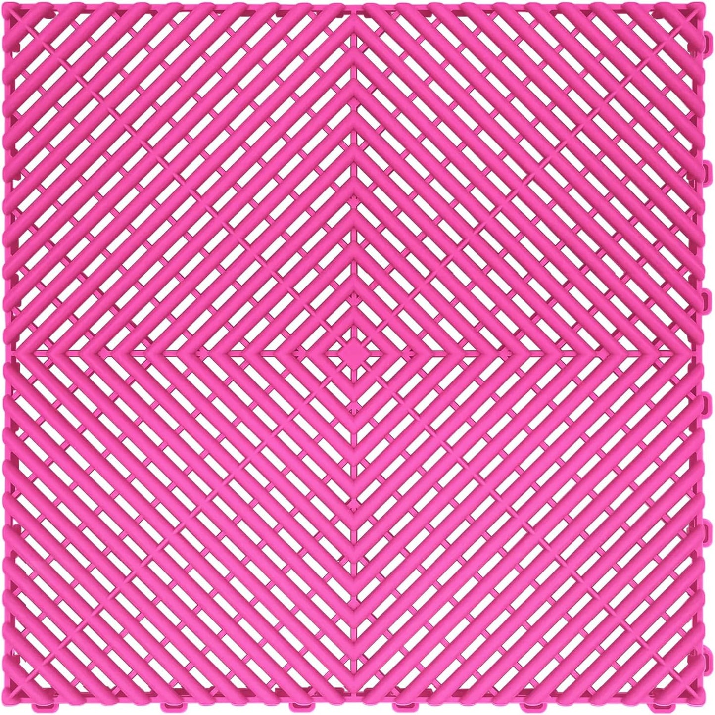 15.7"x15.7" Garage Flooring Tiles, Non-Slip Interlocking Plastic Garage Floor Mat, Garage Organization & Garage Storage, Vented Pattern (Carnival Pink, 25PCS)