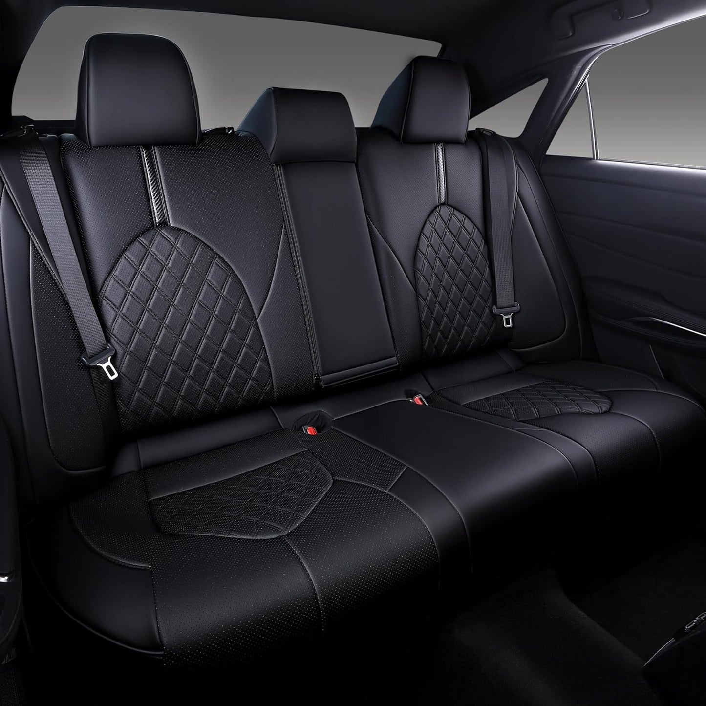 Custom Fit Camry Seat Covers for Toyota Camry LE,SE,SE Nightshade 2018-2024 Full Coverage Waterproof Breathable Leather Car Seat Covers Full Set(Black)