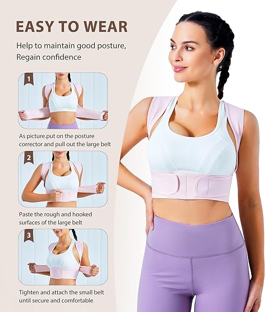 URSEXYLY Posture Corrector for Women Adjustable Upper Back Brace Posture Support Back Straightener Pain Relief(XS/S,Pink)
