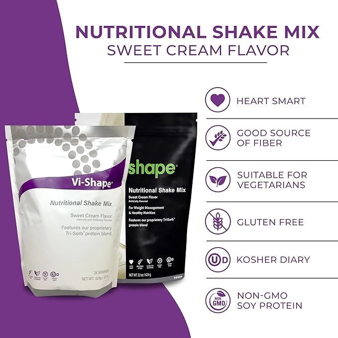 Vi-Shape Original Nutritional Shake Mix Sweet Cream Flavor | 22oz (2 Bags, 48 Servings)