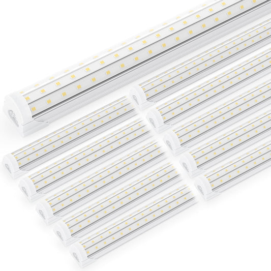 Ensenior 10 Pack 4 FT Led Shop Lights, 6000K Clear White, 5000LM Super Bright, 36W Equivalency 468W, Commercial Bay Lighting, U-Shaped Linkable Shop Lights Plug in for Garage, Workshop, FCC Certified