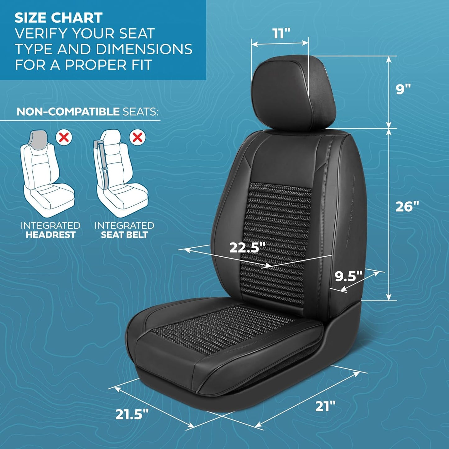 Elite Edition Faux Leather & All Weather Wicker Seat Covers for Cars, Trucks, & SUV - 2 Black Car Seat Covers for Front Seats - Universal Fit Car Accessories Automotive Interior Protector