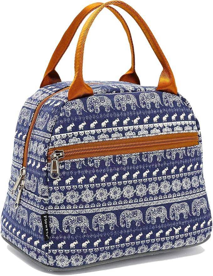 FlowFly Insulated Lunch Cooler Bag - Tote Bag Organizer for Women/Men, Elephant