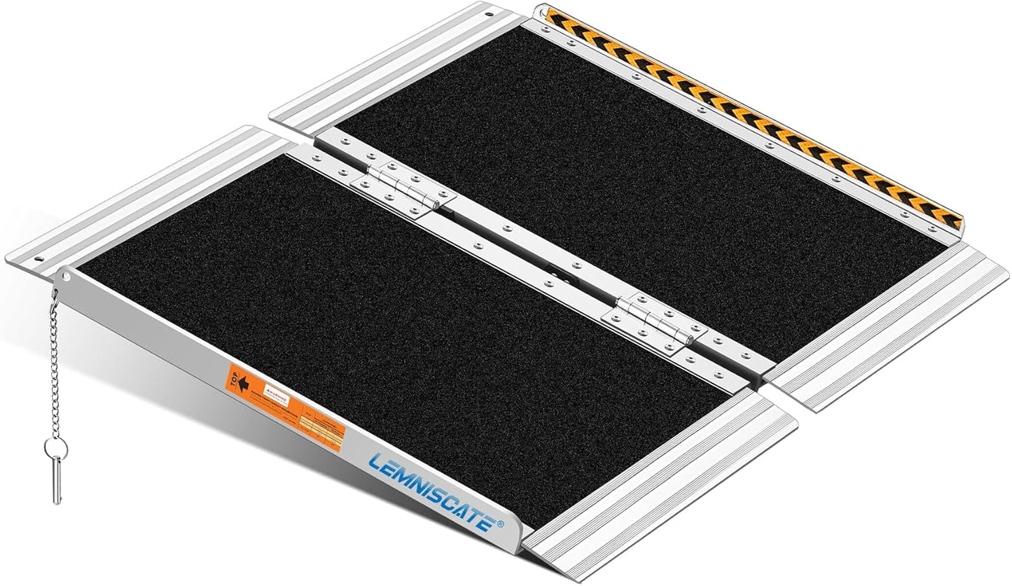 LEMNISCATE 2FT Wheelchair Ramps for Home Steps, Non-Skid Portable Handicap Aluminum Wheel Chair Ramps, 800LBS Capacity Folding Ramps for Wheelchairs for Homes, Entry, Shed, Doorways, Curbs, Stairs