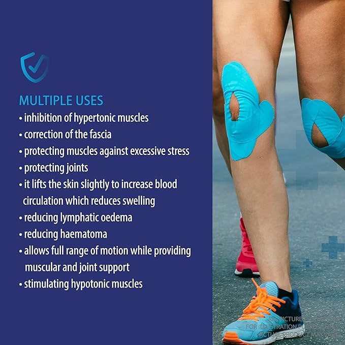 Deke Home - Kinesiology Tape Precut Strips (3 Pack), 20 Strong Adhesive 10in Elastic Strips, Waterproof Athletic Tape for Injuries, Knee, Ankle, Muscle, Joint, Latex-Free