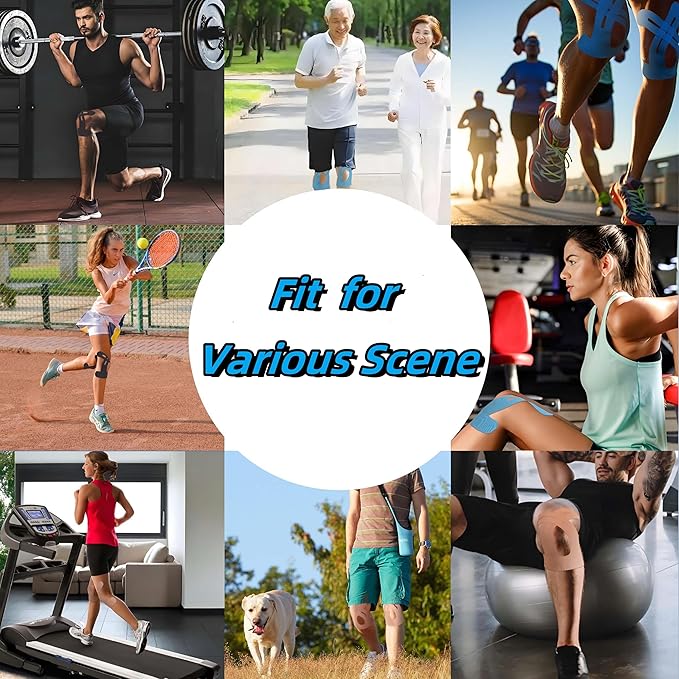 IEADEN Precut Kinesiology Tape for Knees, 20 Pcs - Knee Support & Stability, Knee Pain Relief Athletic Tape - Waterproof & Elastic, Breathable Hypoallergenic Latex-Free Tape, Blue