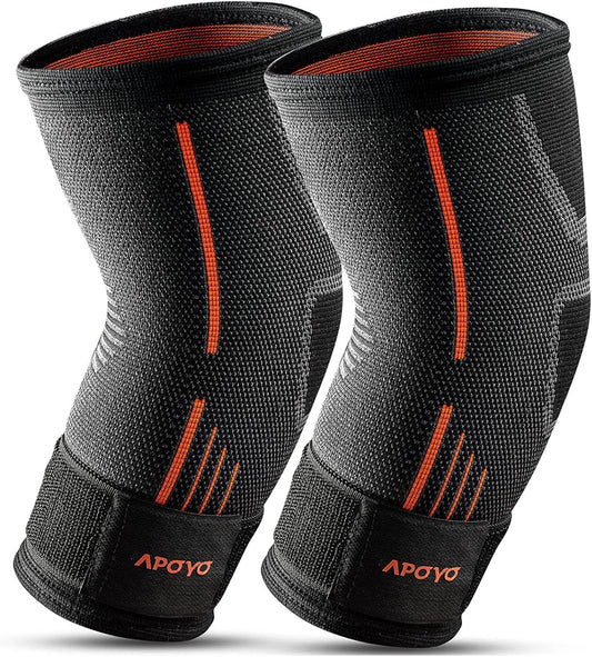 APOYO Elbow Brace for Tendonitis and Tennis Elbow, (Pair) Compression Sleeve for Arthritis, Workouts, Reduce Joint Pain During Fitness Activity (Large)