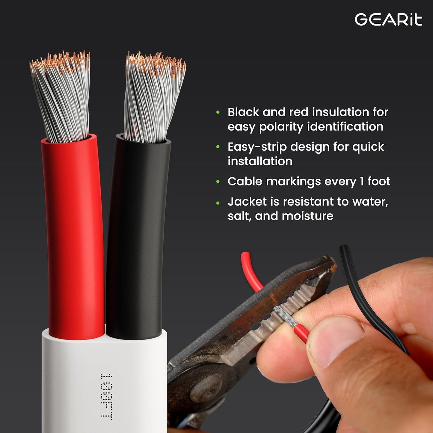 GEARit 14 Gauge Marine Wire, 14/2 AWG (20ft) Marine Grade Tinned Copper Oxygen Free, Duplex 2-Conductor Insulated Red & Black Electrical Cable for Boat, Automotive, RV, Camper, Trailer