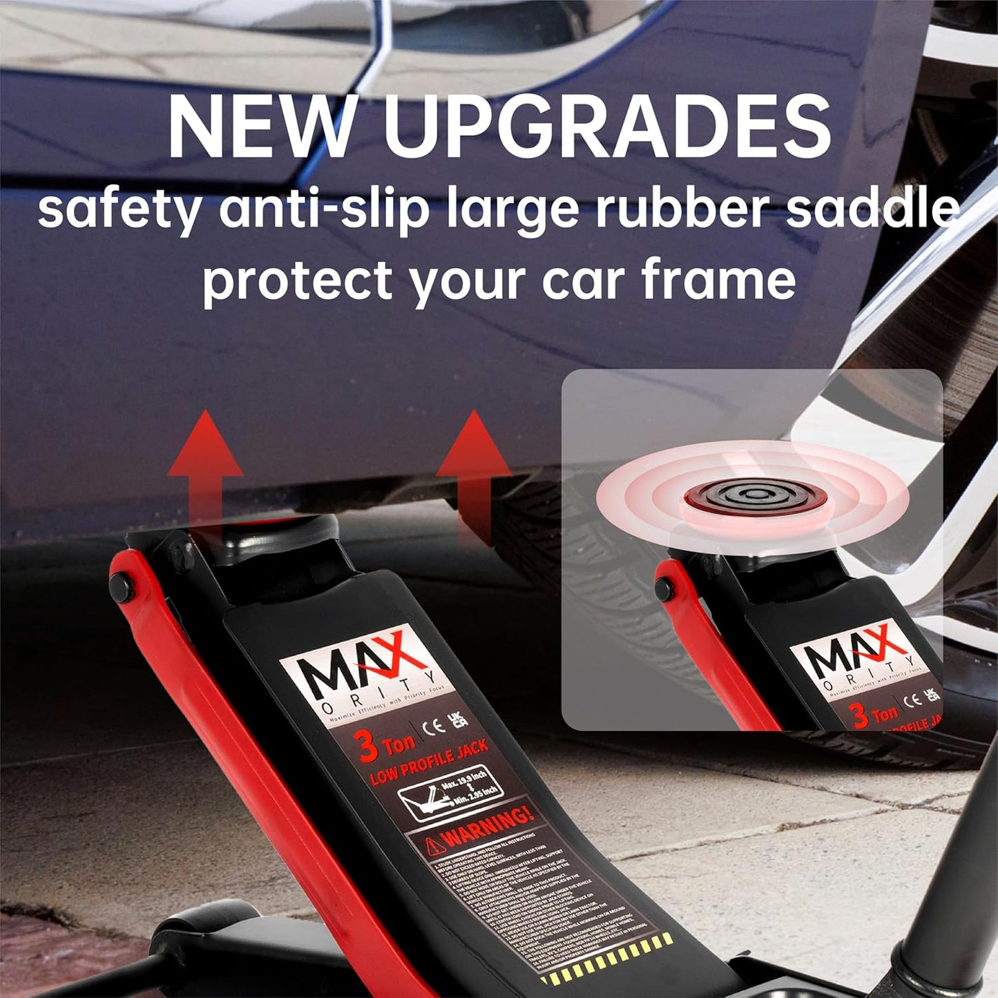 3-Ton (6600lbs) Low Profile Hydraulic Heavy-Duty Steel Floor Jack with Dual Pistons Quick Lift Pump, Home and Workshop Car Maintenance for Various Vehicles (Orange, 3 Ton Low Profile)