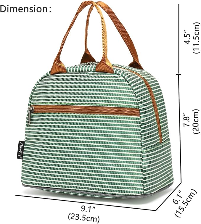 FlowFly Insulated Lunch Cooler Bag - Tote Bag Organizer for Women/Men, Green