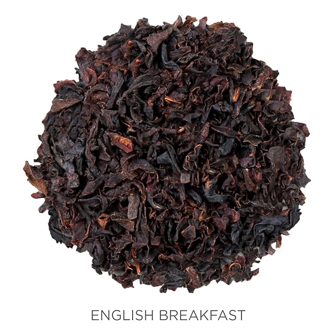 Tea Forte English Breakfast Premium Organic Loose Leaf Caffeinated Black Tea Blend Canister, Makes 35-50 Cups