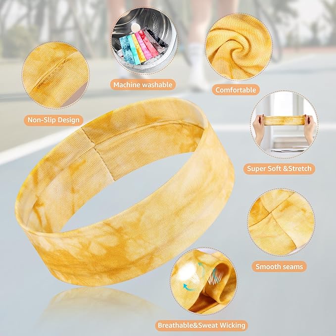 Headbands for Women Non Slip - 7PCS Fashion Sports Hair Bands for Women's Hair, Soft Cotton Cloth Stretchy Headbands for Women for Workout Yoga Running