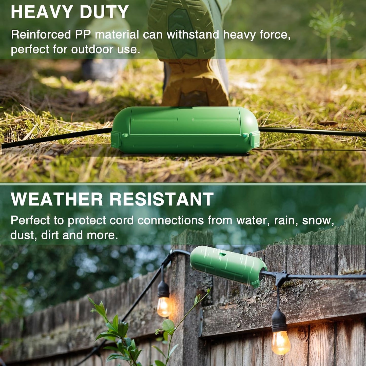 Flemoon [9 Pack] Outdoor Extension Cord Safety Cover, IP44 Waterproof Connection Protector, Weatherproof Electrical Box for Outdoor Plug, Outlet, Holiday Light, Christmas Decorations, Green