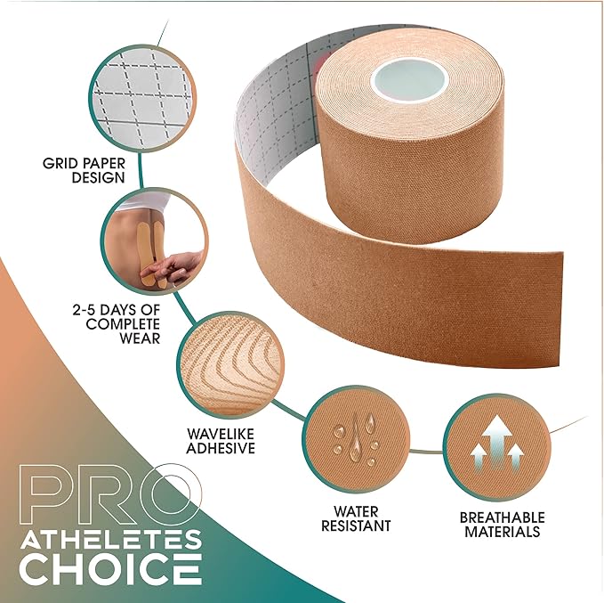 Kinesiology Tape Sensitive Skin - 16ft Uncut K Tape Roll | Sports Tape Athletic Tape for Injuries | Kinesio Tape Waterproof - Latex Free Kinetic Tape for Knees, Joints, face & Muscles