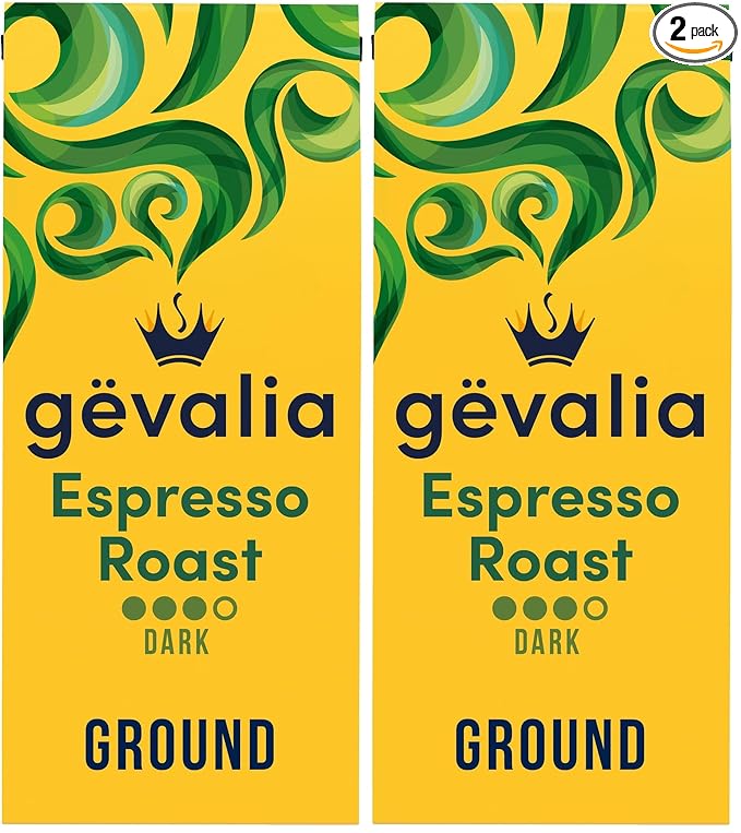 Gevalia Espresso Roast Dark 100% Arabica Ground Coffee , 12 oz Bag (Pack of 2)