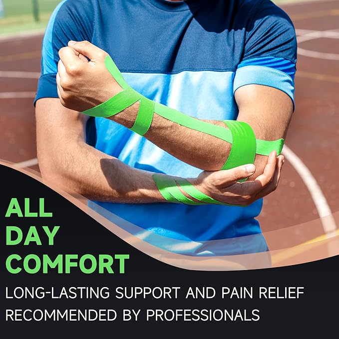 CKeep Uncut Kinesiology Tape(2 Rolls), Original Cotton Elastic Premium Athletic Tape,Latex Free Hypoallergenic, 2inch x 16ft, Green