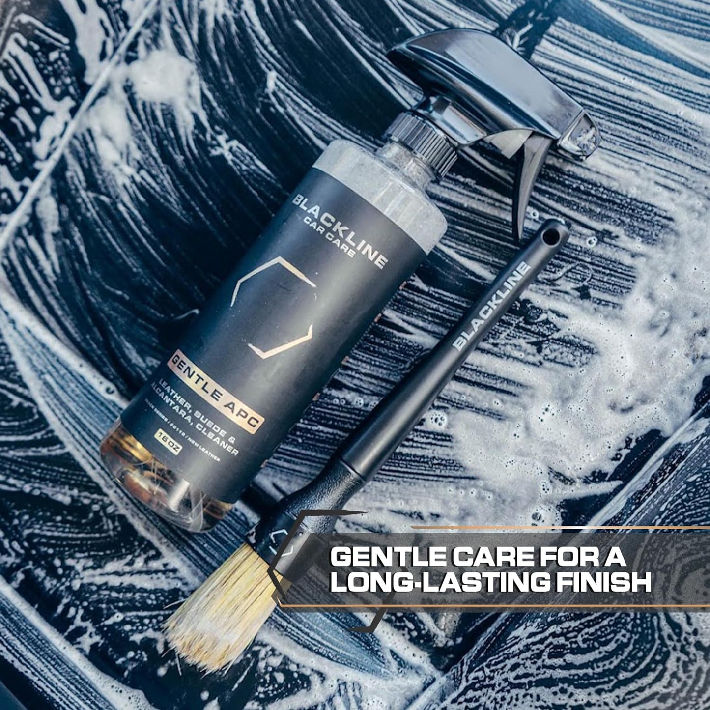 Blackline Car Care - Gentle APC - Streak free total Interior Cleaner and Protectant, Safe for Cars, Motorcycles & More. 16 fl oz leather upholstery cleaner - interior car fabric cleaner, GTL001