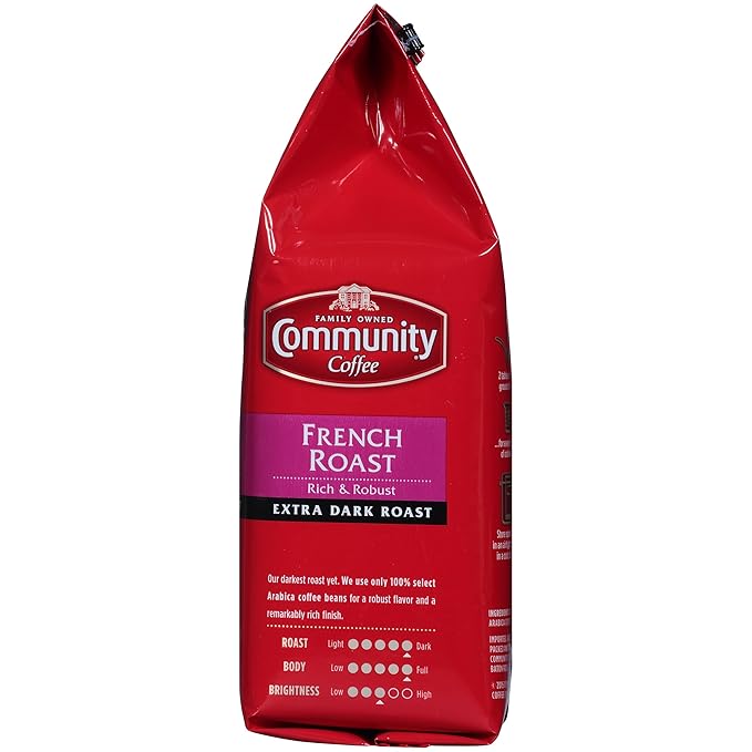 Community Coffee French Roast, 72 Ounces Ground Coffee, Extra Dark Roast, 12 Ounce Bag (Pack of 6)
