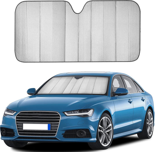 EcoNour Accordion Car Windshield Sun Shade (Gray) | Foldable Car Window Shades for UV Protection & Heat Block | Keeps Interior Cool | Sun Blocker for Front Window | 58 x 28 Inches