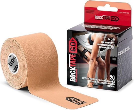 RockTape Go Standard Adhesive Pre-Cut Kinesiology Tape (Beige)