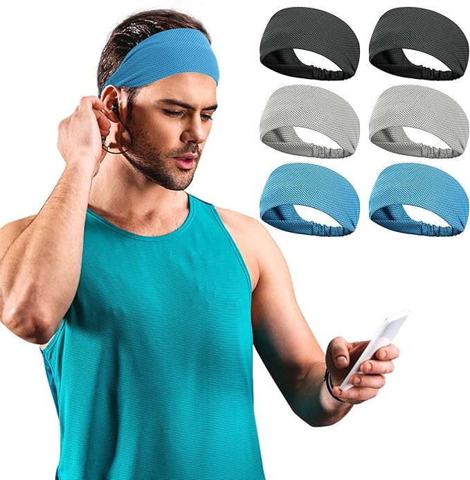 Sukeen Cooling Headband for Men Women, Instant Cooling Running Headband, Sweat Headbands for Workout, Sports Headbands for Yoga, Golf, Gym, Camping, Tennis, 20 inches