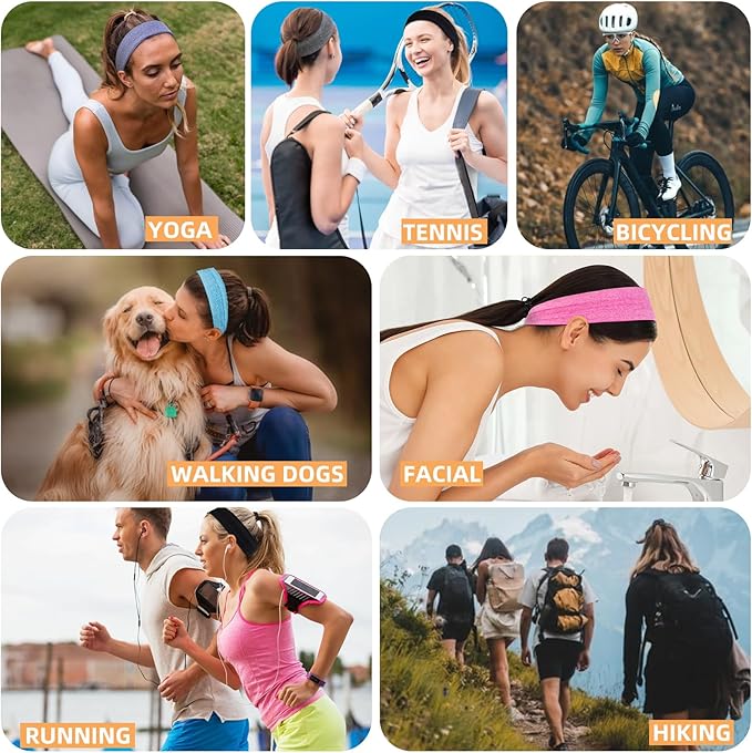 Sweat Bands Headbands for Women Non Slip Workout Sweatbands for Women Hair