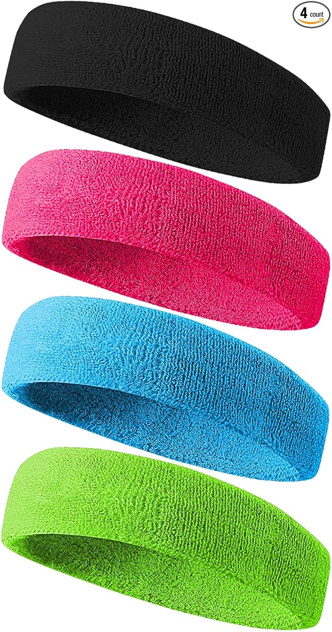 Tanluhu Sweatbands Sport Headbands for Men & Women,Terry Cloth Sweat Band for Tennis, Running, Basketball, Working Out, Execise - Athletic Sweat Cotton Headband Outdoor