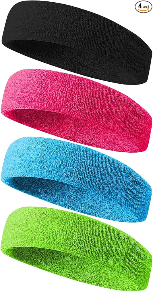 Tanluhu Sweatbands Sport Headbands for Men & Women,Terry Cloth Sweat Band for Tennis, Running, Basketball, Working Out, Execise - Athletic Sweat Cotton Headband Outdoor