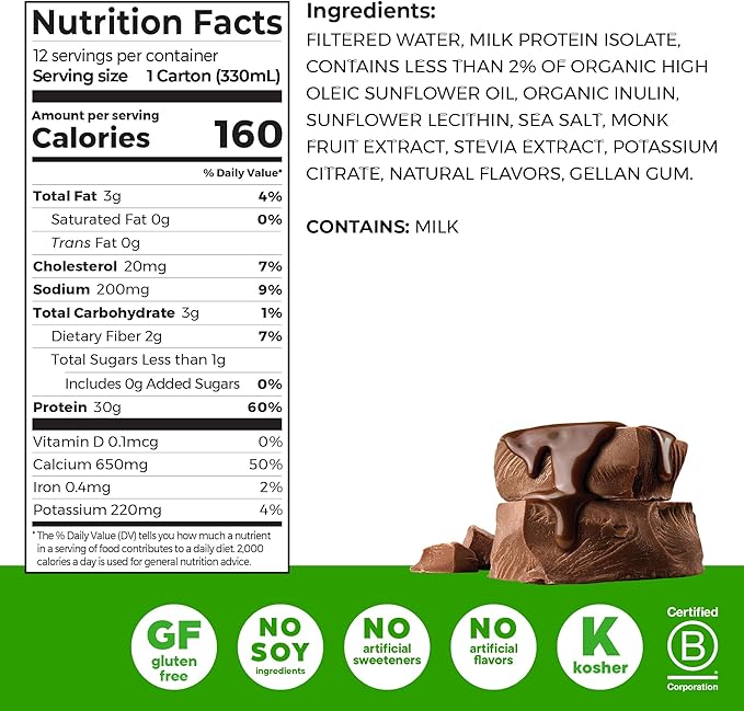 Orgain 30g High Protein Shake, Dairy Isolate Milk Protein, Chocolate Fudge, 6g BCAAs, 1g Sugar Per Serving, Meal Replacement, Ready to Drink, Keto Friendly, Gluten-Free 11 Fl Oz (Pack of 12)
